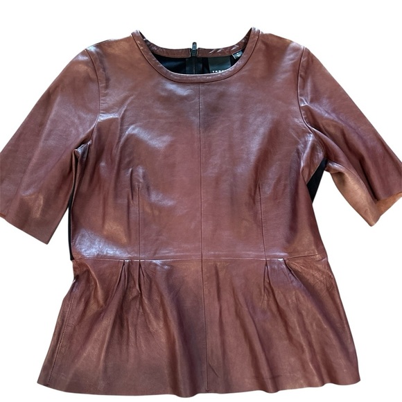 Brown Leather Blouse Size M - Picture 2 of 6